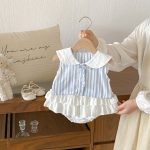 【73-100cm】トップスorブルマ ストライプ ノースリーブ ベビー服 - 画像 (11)