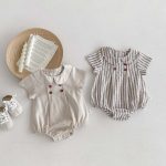 【66-90cm】ロンパース ストライプ 無地 シンプル ベビー服 - 画像 (2)