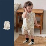 【73-110cm】セットアップ ノースリーブ ドット 肌に優しい - 画像 (2)