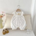 【66-90cm】オールインワン フリル ホワイト シンプル ベビー服 - 画像 (2)