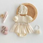 【66-90cm】ロンパース クリーム ワンピース風 おしゃれ 可愛い - 画像 (8)