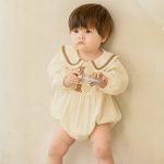 【66-90cm】ロンパース クマ柄 セーラー風 シンプル 着心地良い ベビー服 - 画像 (9)