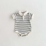 【66-90cm】ロンパース 半袖 ポロ襟 ロゴ入り シンプル 肌触り良い ベビー服 - 画像 (4)