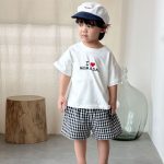 【80-150cm】セットアップ or ワンピース キッズ ブラックホワイトチェック - 画像 (6)