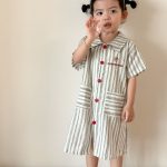 【80-150cm】セットアップ or ワンピース キッズ ストライプポケット - 画像 (13)