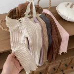 【80-140cm】ベビー ボタン付きリブ 無地 ボトムス キッズ服 - 画像 (4)