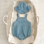 【66-90cm】サロペロンパース&帽子 デニム オシャレ カジュアル - 画像 (13)