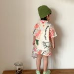 【80-150cm】セットアップ or ワンピース キッズ カラフル フラワー - 画像 (12)