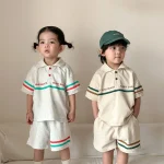 【80-150cm】セットアップ キッズ 男女兼用 英字ポロ - 画像 (6)