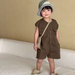 【80-150cm】ショートオールインワン キッズ ナチュラル カジュアル - 画像 (4)