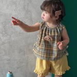 【73-110cm】セットアップ レトロ チェック 可愛い ベビー服 - 画像 (9)