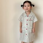 【80-150cm】セットアップ or ワンピース キッズ ストライプポケット - 画像 (5)