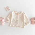 【73-120cm】カーディガンorデニムパンツ 柔らか クリーム シンプル - 画像 (3)