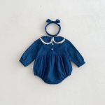 【66-90cm】ロンパース デニム レース 可愛い ベビー服 - 画像 (3)