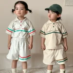 【80-150cm】セットアップ キッズ 男女兼用 英字ポロ - 画像 (5)