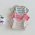 【73-120cm】Ｔシャツ ベビー 女の子 ボーダー柄 カラフル - 画像 (5)
