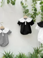 【66-90cm】ロンパース ベビー 女の子 半袖 韓国風 丸襟 - 画像 (15)