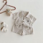 【80-120cm】セットアップ ストライプ グレー カジュアル 子供服 - 画像 (3)