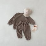 【66-120cm】セットアップ ナチュラル 無地 シンプル ルーズ 二点セット - 画像 (4)