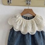 【66-90cm】ロンパース レース デニム ノースリーブ 赤ちゃん服 - 画像 (5)