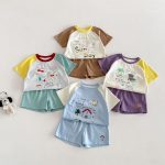 【73-120cm】セットアップ カラーバリ カートゥーン 可愛い ベビー服