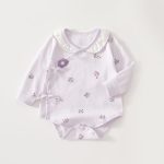 【66-80cm】ロンパース パープル フラワー 可愛い ベビー服 - 画像 (3)