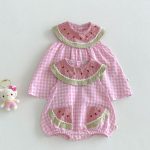 【66-110cm】ロンパースorワンピース スイカ ノースリーブ 姉妹服 - 画像 (9)