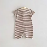 【66-90cm】オールインワン ベビー ボーダー柄 熊柄 - 画像 (5)