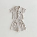 【80-120cm】セットアップ ストライプ グレー カジュアル 子供服 - 画像 (4)