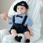 【73-110cm】セットアップ シャツ＆サロペット フォーマル - 画像 (9)