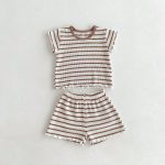 【80-130cm】ベビー 半袖 ボーダー セットアップ 男女兼用 夏 上下セット - 画像 (6)