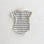 【66-90cm】ロンパース 半袖 ポロ襟 ロゴ入り シンプル 肌触り良い ベビー服 - 画像 (6)