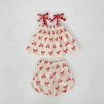 【73-120cm】セットアップ レッド 蝶結び柄 おしゃれ 可愛い 女の子 - 画像 (9)