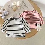 【73-100cm】ベビー ボーダー トップス 長袖Ｔシャツ - 画像 (3)