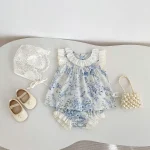 【73-110cm】セットアップ ベビー 女の子 花柄 フリルデザイン