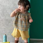 【73-110cm】セットアップ レトロ チェック 可愛い ベビー服 - 画像 (3)
