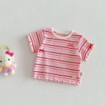 【73-120cm】Ｔシャツ ベビー 女の子 ボーダー柄 カラフル - 画像 (7)