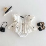 【予約販売】【66-90cm】ロンパース リボン付き パフスリーブ 可愛い 女の子 - 画像 (3)