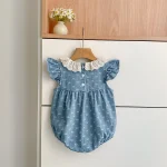 【66-130cm】ロンパース or ワンピース 肩フリル リボン柄 - 画像 (15)