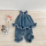 【73-130cm】デニムセットアップ ベビー 女の子 ハルターネック - 画像 (9)