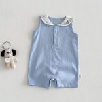 【66-90cm】ロンパース セーラー 無地 シンプル 着心地良い ベビー服 - 画像 (2)