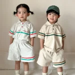 【80-150cm】セットアップ キッズ 男女兼用 英字ポロ