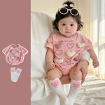 【66-90cm】ロンパース ハート 可愛い おしゃれ 赤ちゃん - 画像 (3)