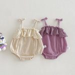 【66-90cm】キャミロンパース ふわふわ シンプル ベビー服 - 画像 (2)
