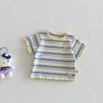 【73-120cm】Ｔシャツ ベビー 女の子 ボーダー柄 カラフル - 画像 (8)