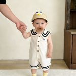 【66-110cm】セットアップorロンパース セーラー風 シンプル ベビー服 - 画像 (4)
