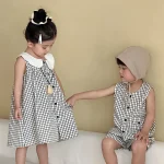 【80-150cm】チェックセットアップ or ワンピース ノースリーブ