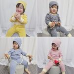 【66-90cm】ロンパース＆レギンス＆帽子 ボーダー 肌触り良い シンプル カラフル ベビー服 - 画像 (15)