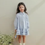 【90-140cm】女の子 無地 フォマールシャツ ワンピース - 画像 (9)