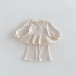 【73-110cm】セットアップ パフスリーブ シンプル 可愛い 女の子 - 画像 (5)